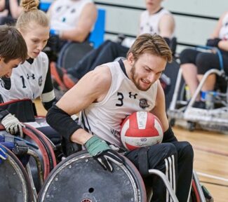 Wheelchair rugby players competing in GBWR's league