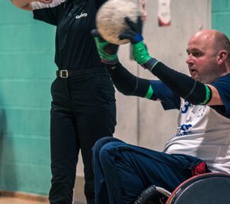 Penrith Pumas player ready to throw the ball onto court