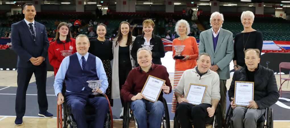 Group photo of the first GBWR National Award winner during the 2023 Wheelchair Rugby European Championship.