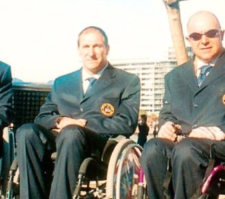Paul Davies (centre), Keith Jones (left), and Mike Spence (right) at the Sydney 2020 Paralympic Games