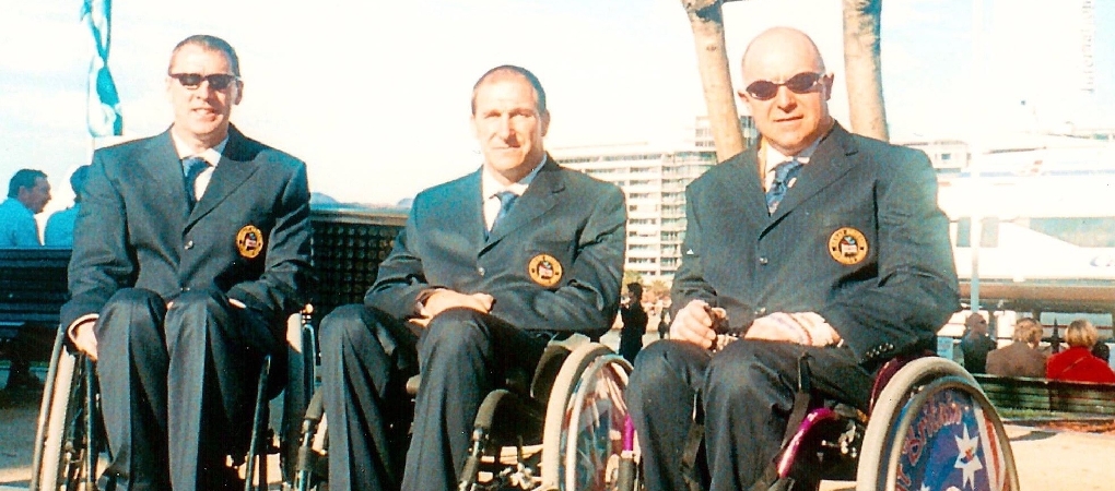 Paul Davies (centre), Keith Jones (left), and Mike Spence (right) at the Sydney 2020 Paralympic Games