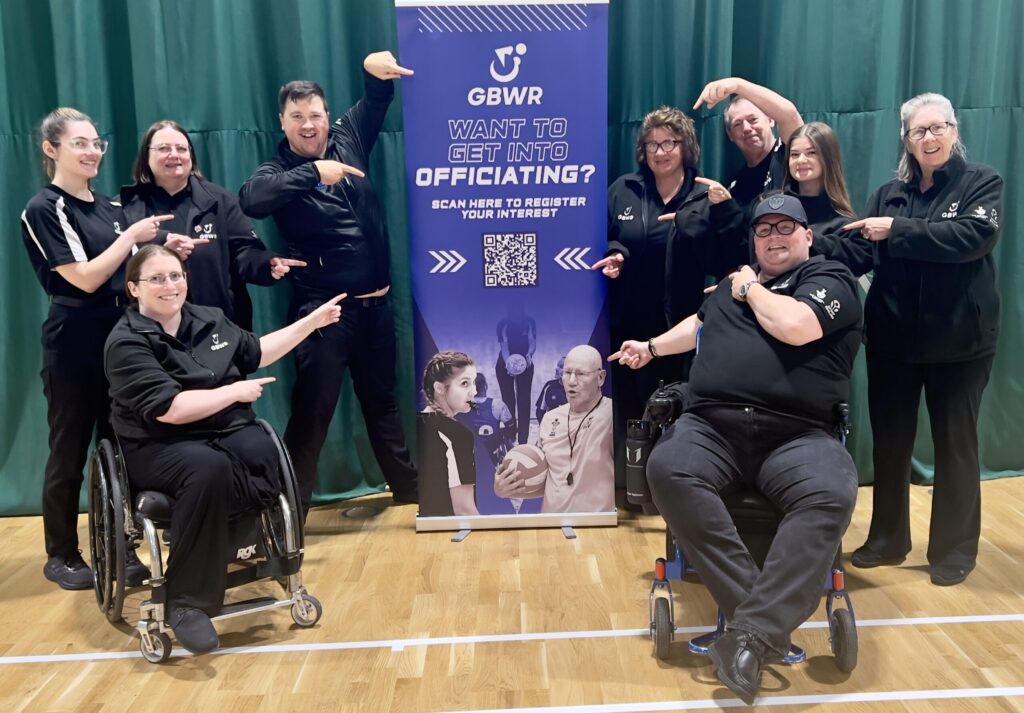 Wheelchair Rugby Officials promoting people to get involved.