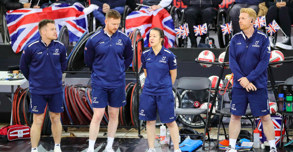 GBWR wheelchair rugby support team watching the game at Euros 2024