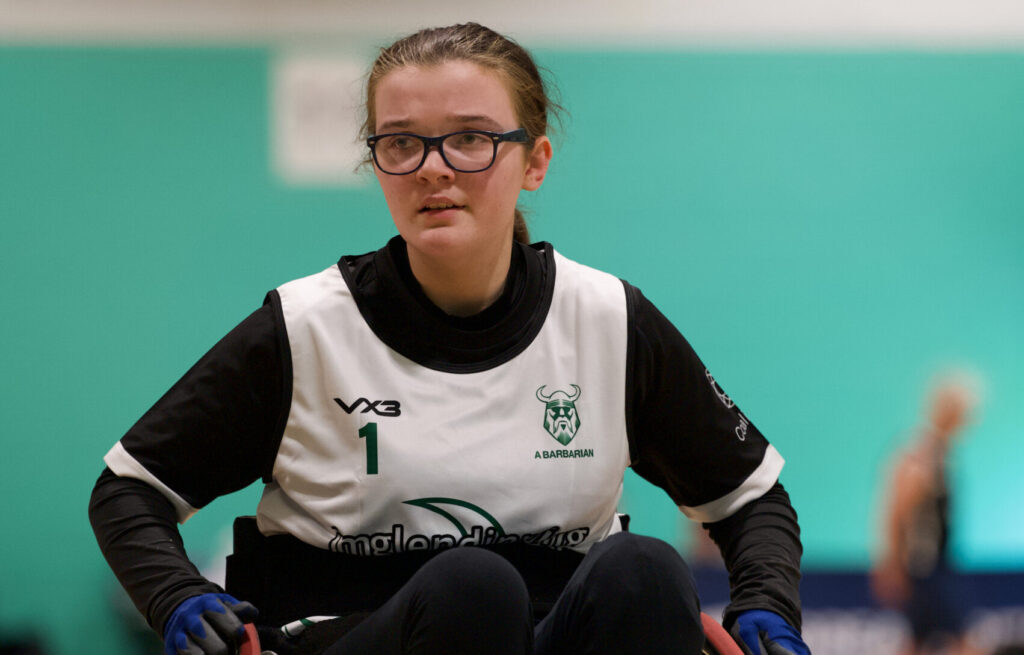 Female wheelchair rugby 5s player
